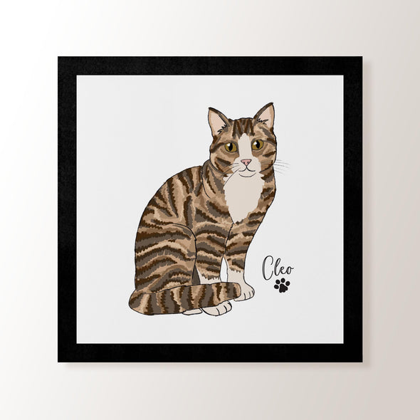 Personalised Tabby & White Cat - Art Print