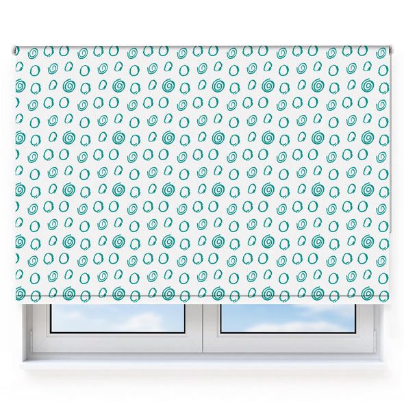 Squiggle Circles and Spirals Teal Roller Blind [1004]