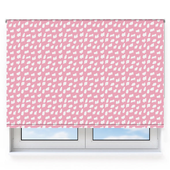 Squiggle Spots White and Pink Roller Blind [1011]