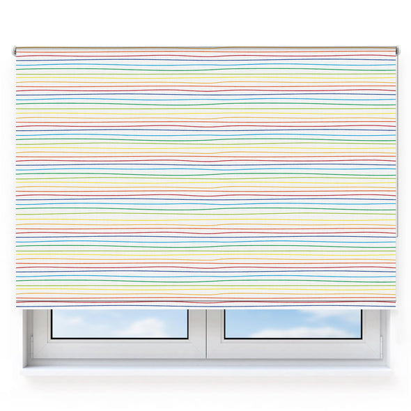 Wavy Lines Thin Rainbow Roller Blind [1051]
