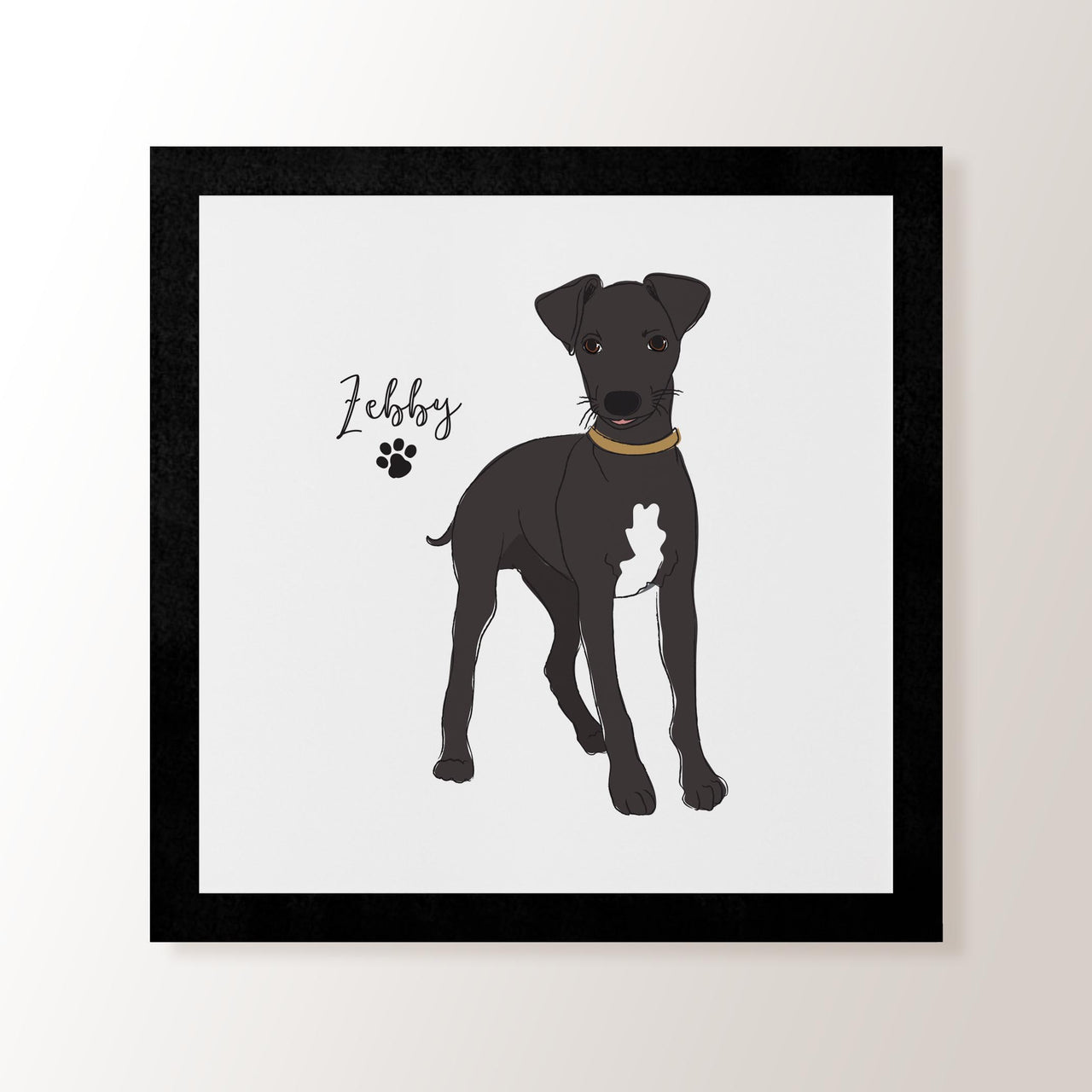 Personalised Black Whippet - Art Print
