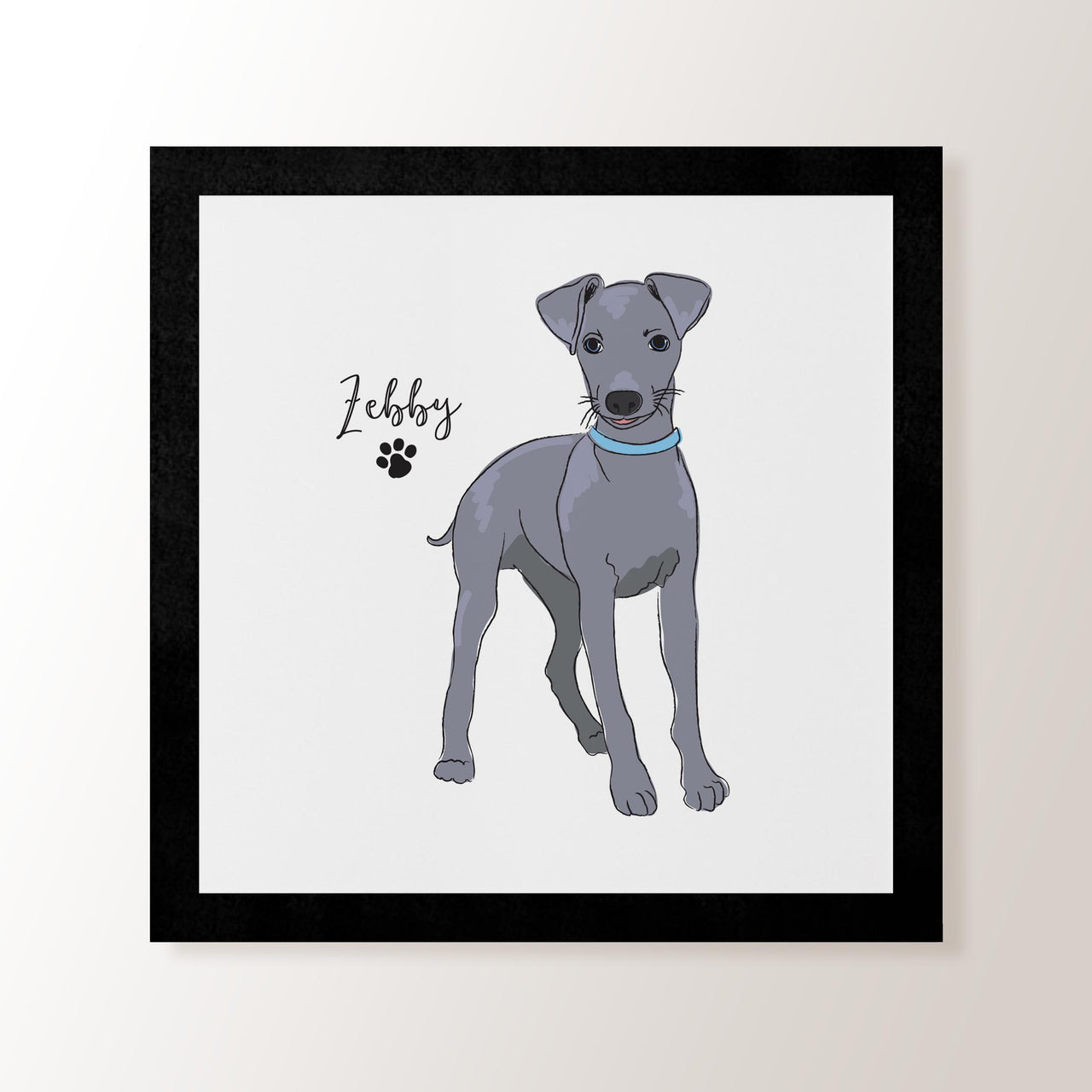 Personalised Blue Whippet - Art Print