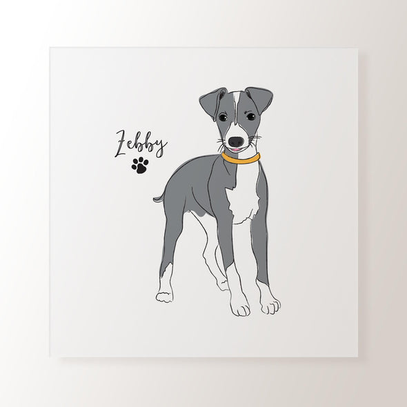 Personalised Grey & White Whippet - Art Print