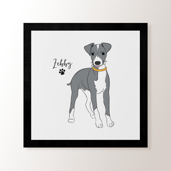 Personalised Grey & White Whippet - Art Print