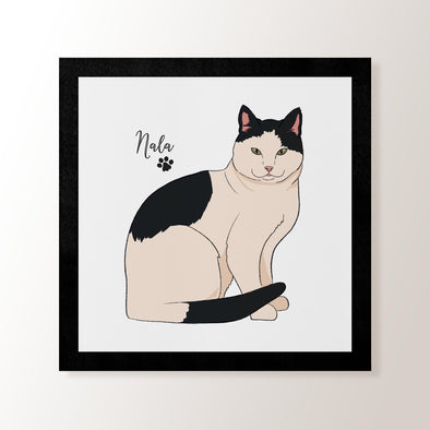 Personalised White & Black Cat - Art Print