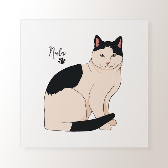 Personalised White & Black Cat - Art Print